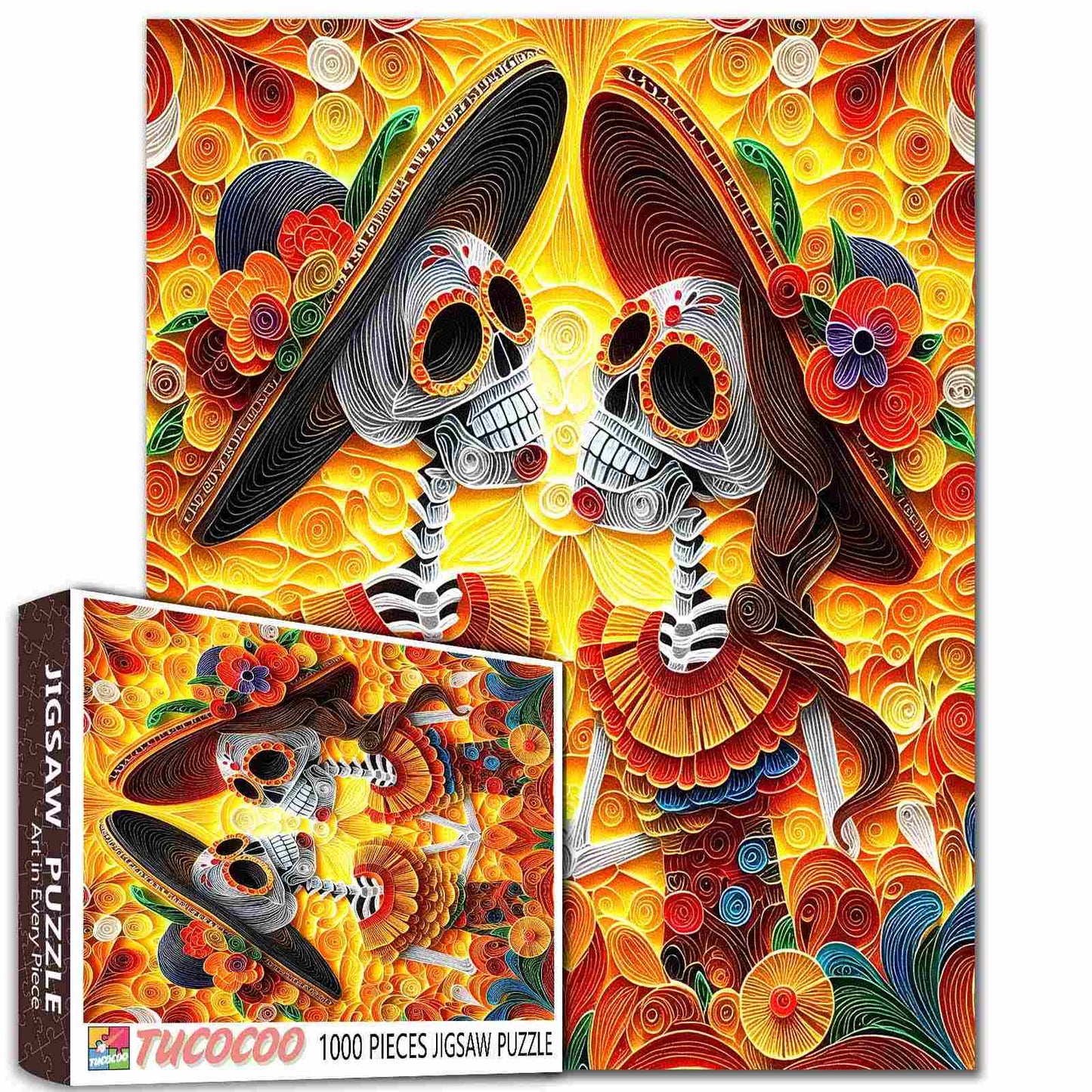 Colorful Skeleton Couple Day of the Dead Jigsaw Puzzle