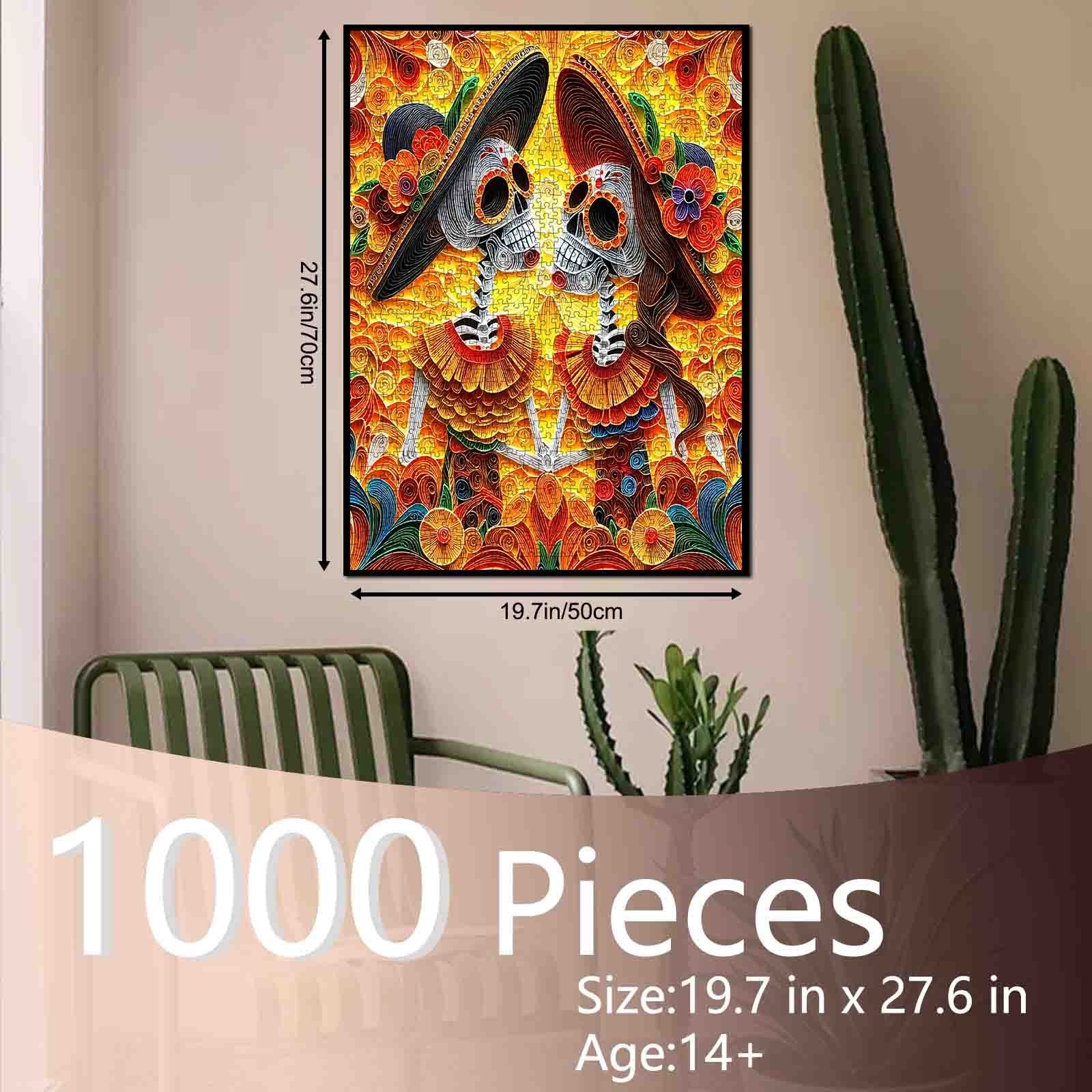 Colorful Skeleton Couple Day of the Dead Jigsaw Puzzle