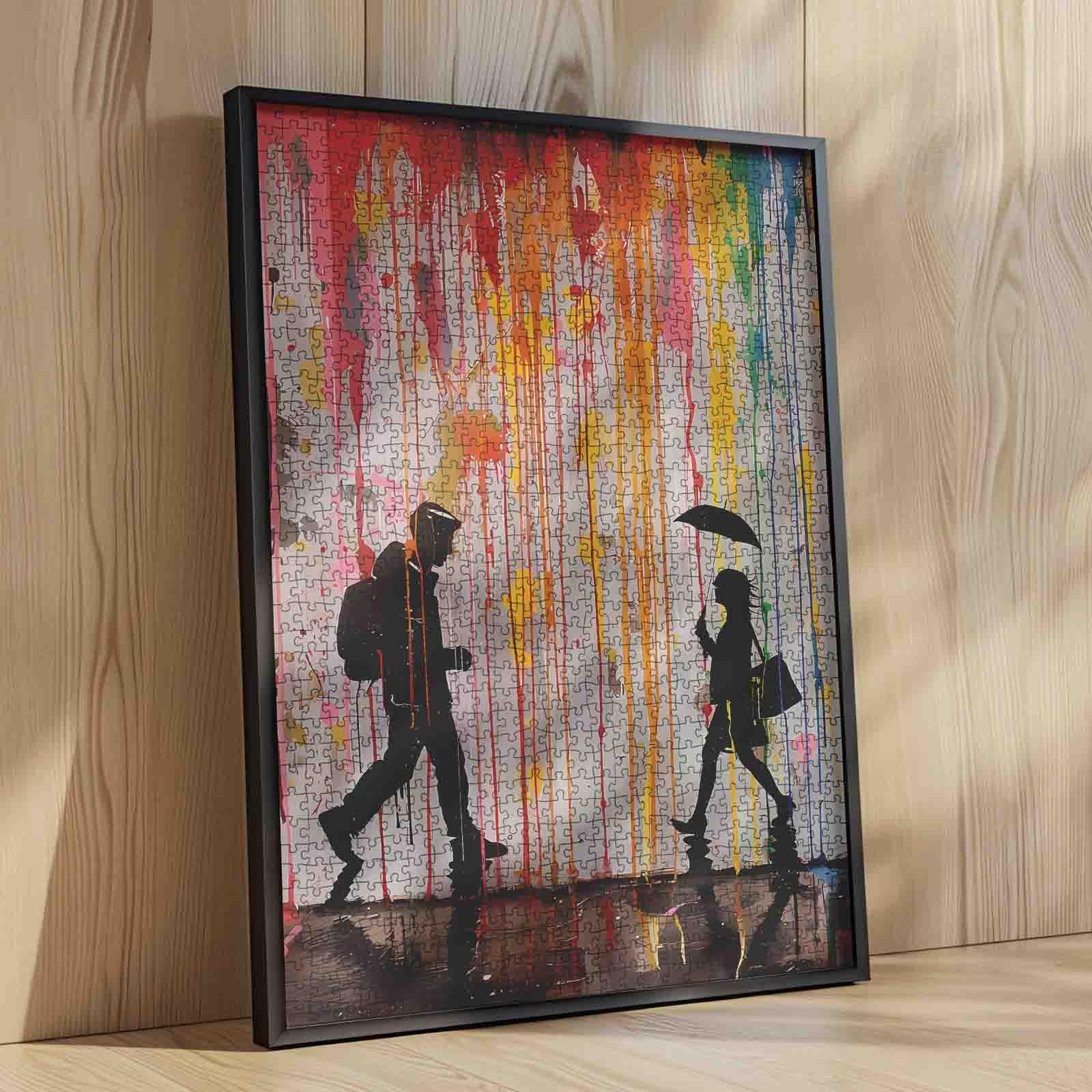 Colorful Street Encounter Jigsaw Puzzle