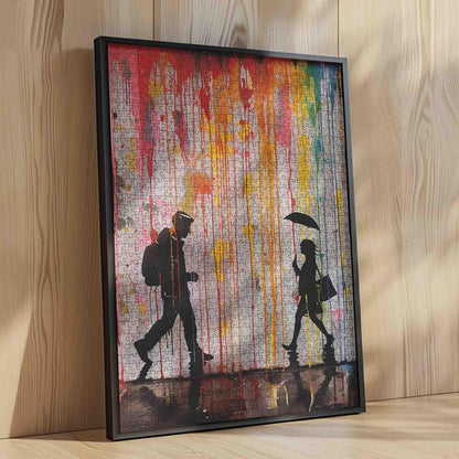 Colorful Street Encounter Jigsaw Puzzle