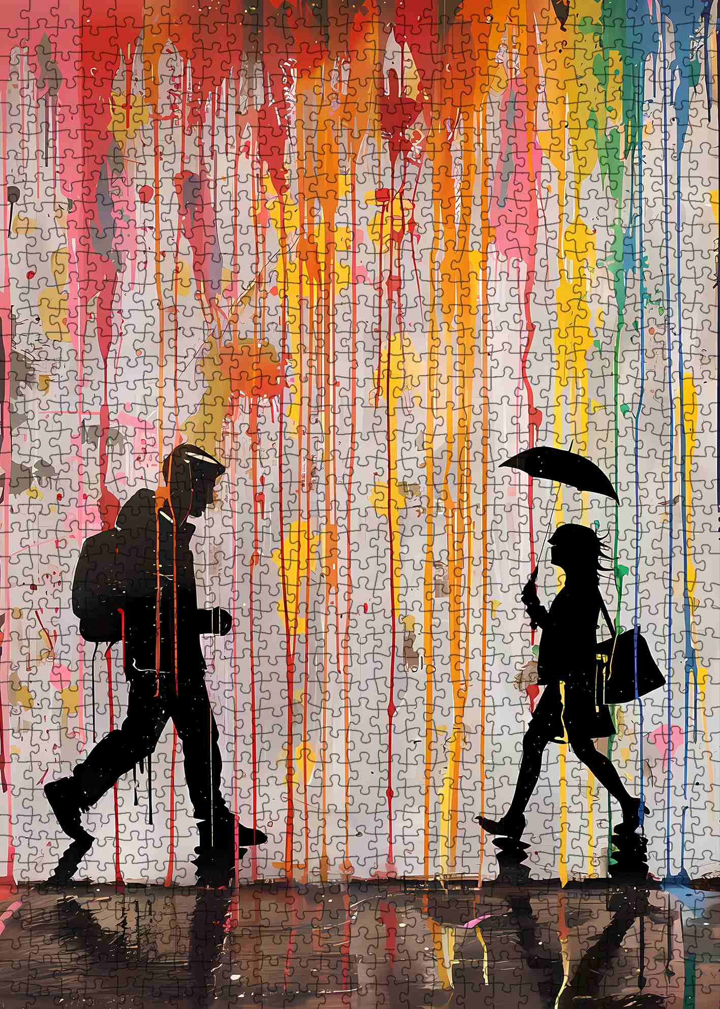 Colorful Street Encounter Jigsaw Puzzle