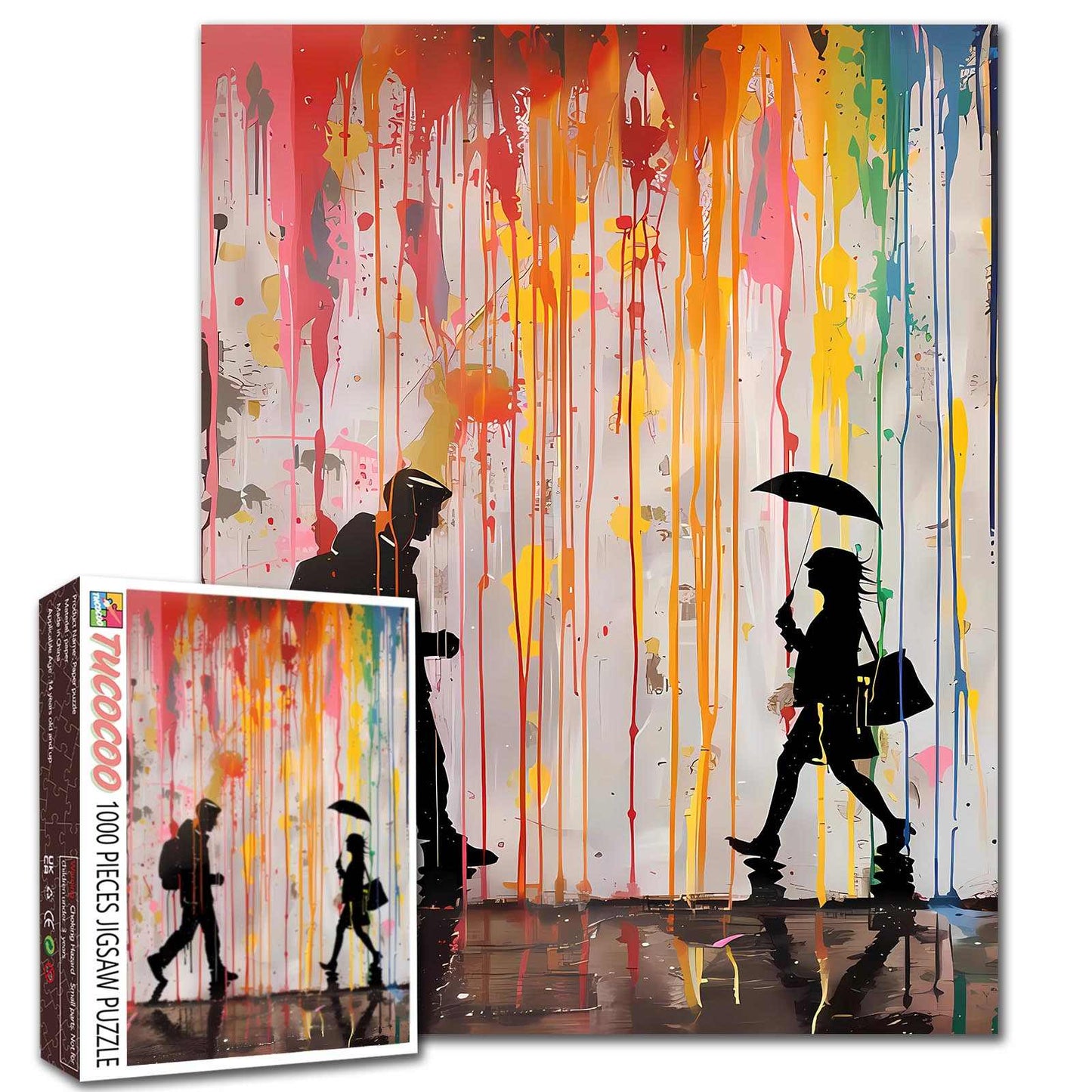 Colorful Street Encounter Jigsaw Puzzle