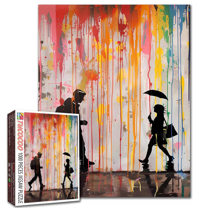 Colorful Street Encounter Jigsaw Puzzle