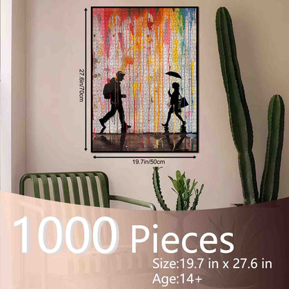 Colorful Street Encounter Jigsaw Puzzle