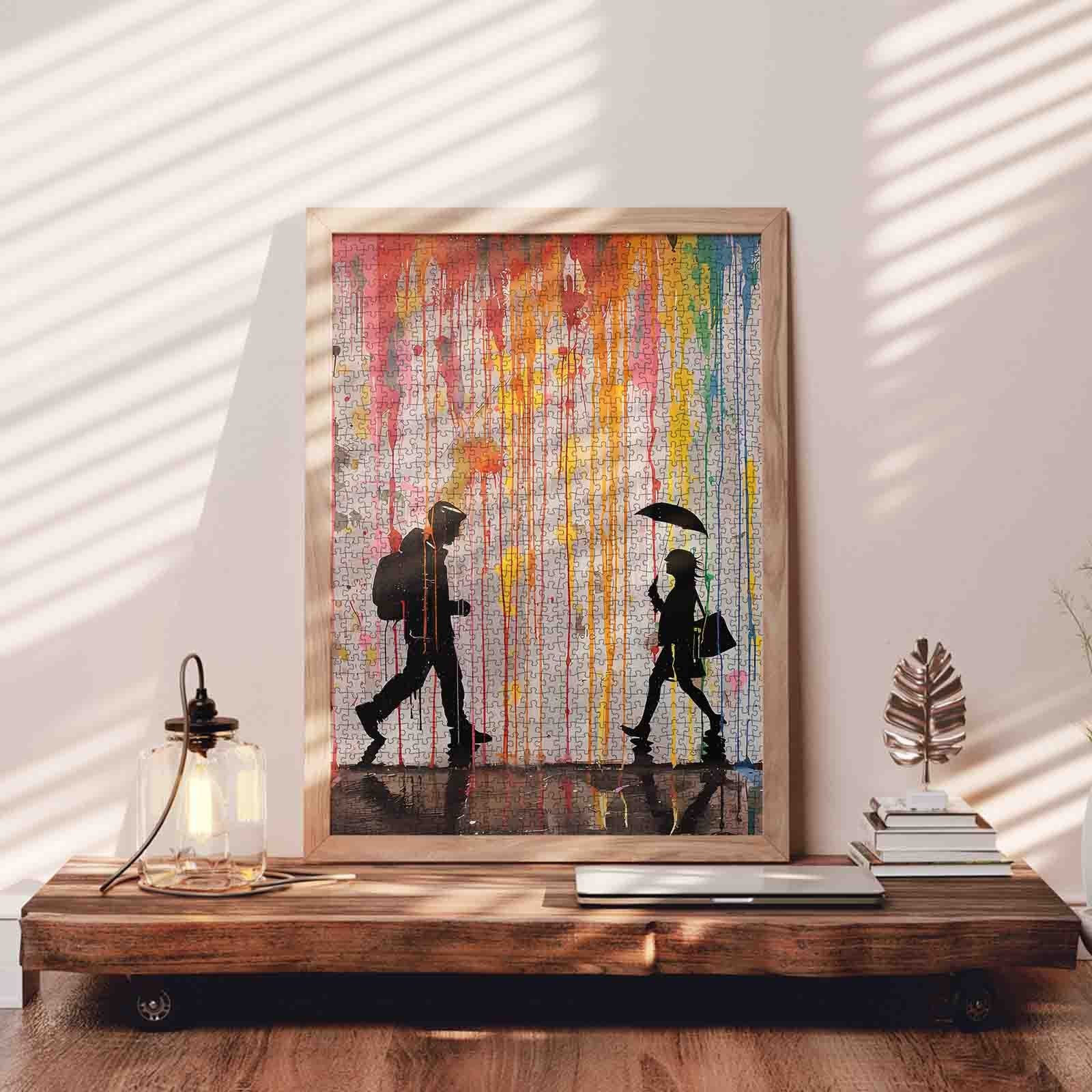 Colorful Street Encounter Jigsaw Puzzle