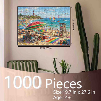 Colorful Summer Beach Life Scene Jigsaw Puzzle