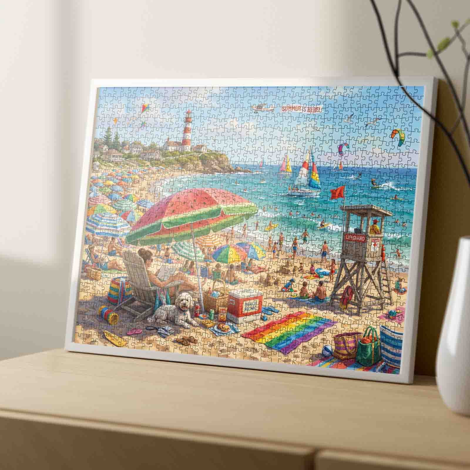 Colorful Summer Beach Life Scene Jigsaw Puzzle