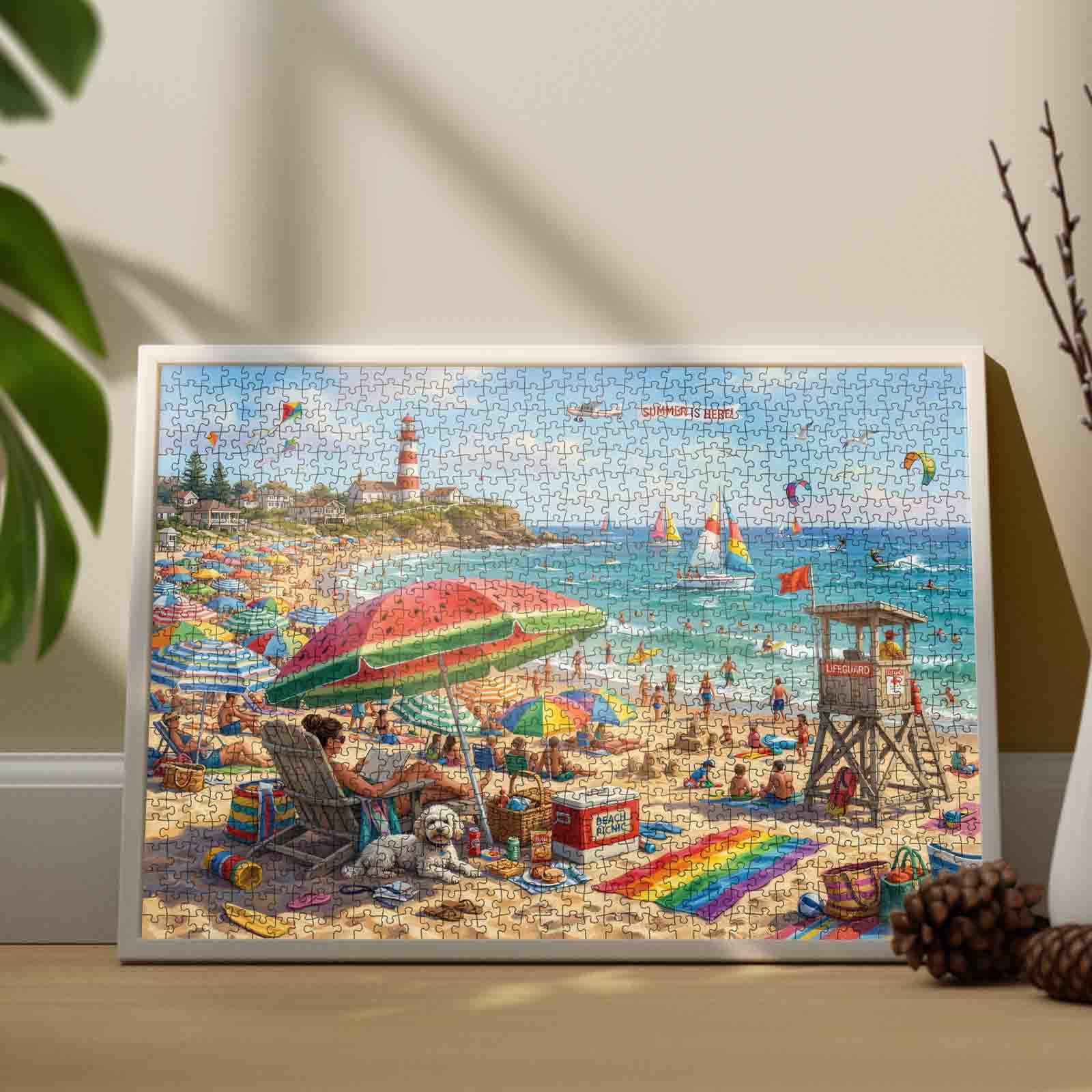 Colorful Summer Beach Life Scene Jigsaw Puzzle