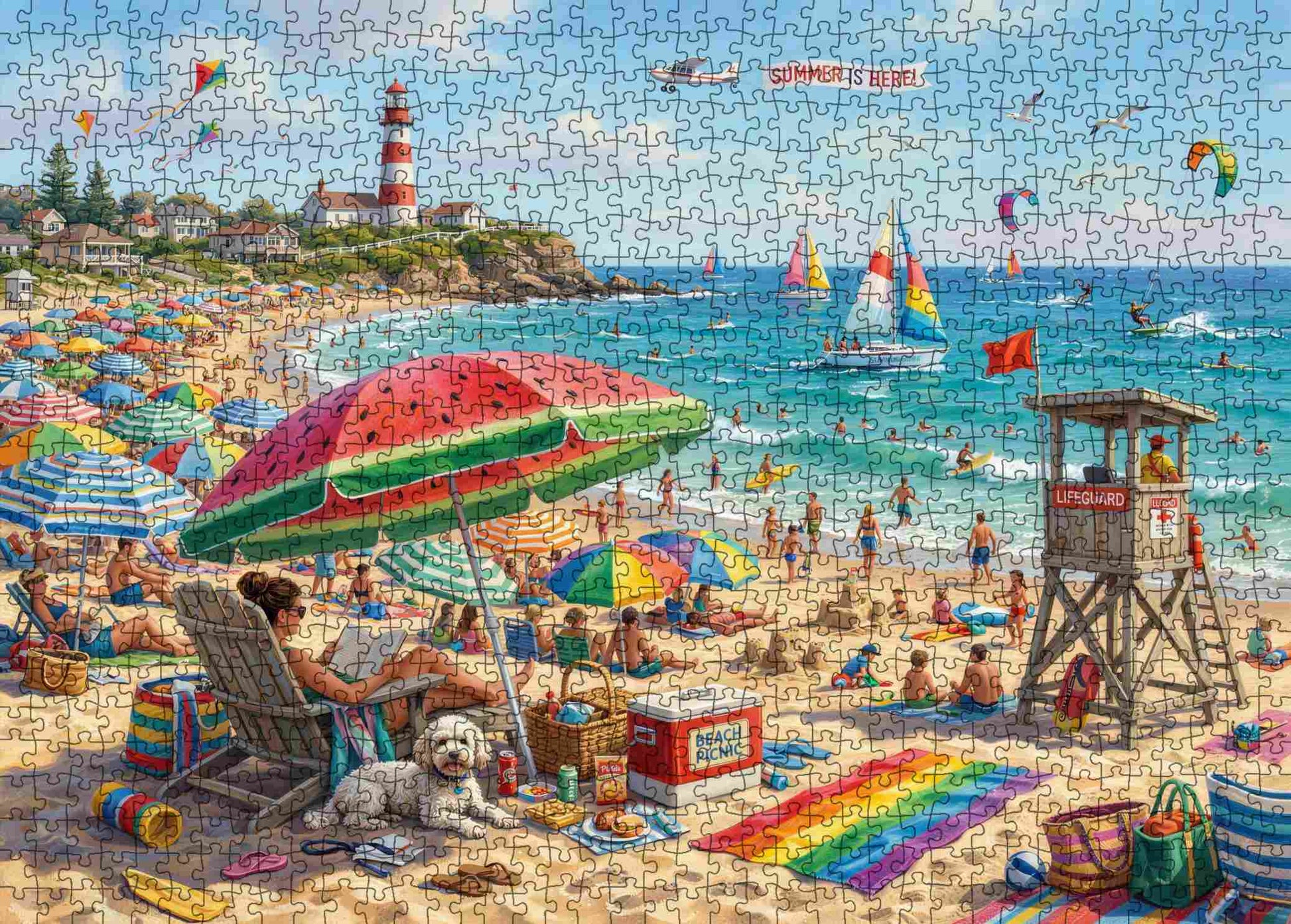 Colorful Summer Beach Life Scene Jigsaw Puzzle