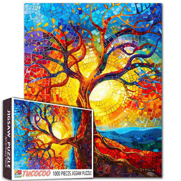 ColorfulTreeStainedGlassJigsaw