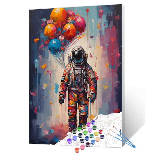Colorful Astronaut with Balloons paint by numbers