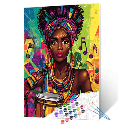 Colorful Bongo Percussionist Paint by Numbers