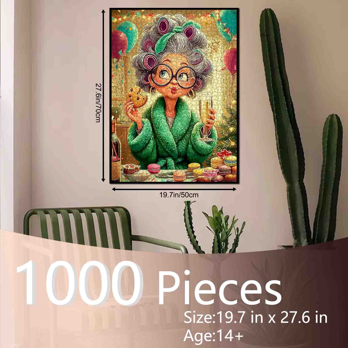 Happy Grandma Driking ChampagneJigsaw Puzzle