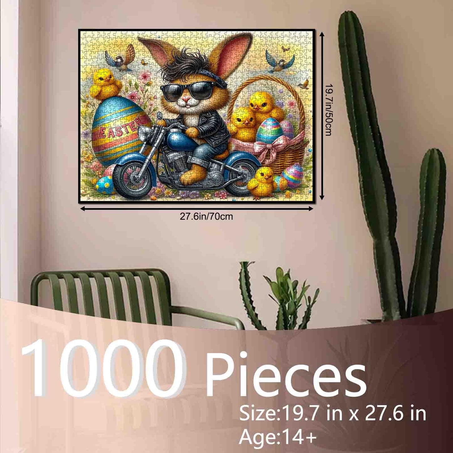 Cool Bunny Biker Easter Chick Ride Jigsaw Puzzle