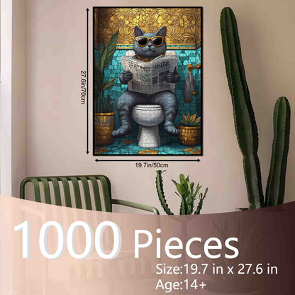 Cool Cat Bathroom Humor Jigsaw Puzzle