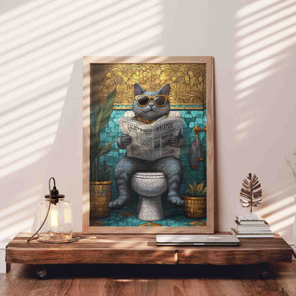 Cool Cat Bathroom Humor Jigsaw Puzzle