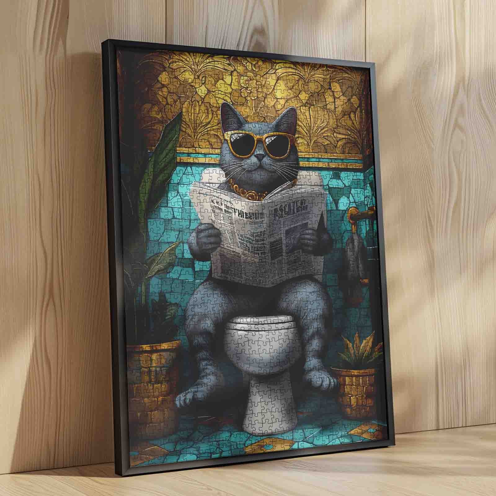 Cool Cat Bathroom Humor Jigsaw Puzzle