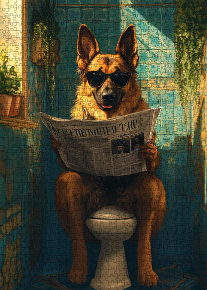 Cool Dog Reading Newspaper Jigsaw Puzzle