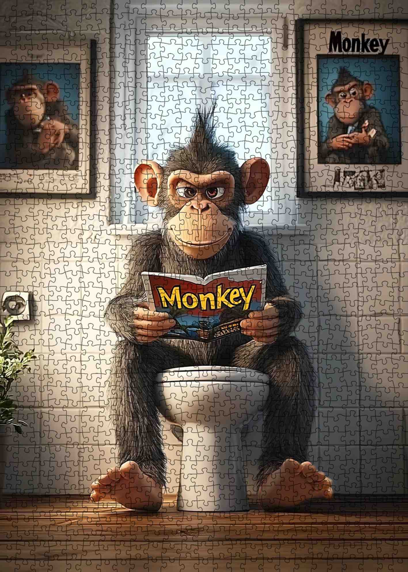 Cool Monkey on Toilet Jigsaw Puzzle – Tucocoo