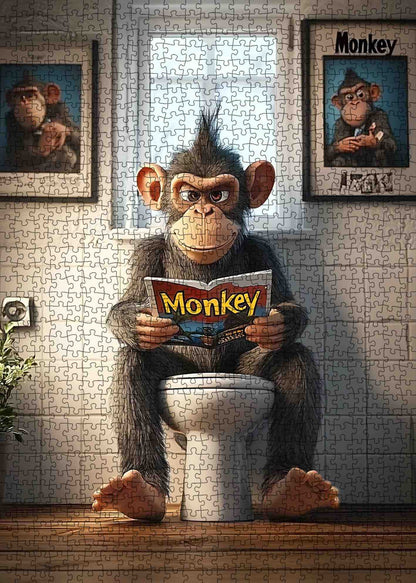 Cool Monkey on Toilet Jigsaw Puzzle