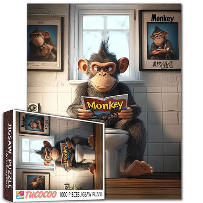 Cool Monkey on Toilet Jigsaw Puzzle