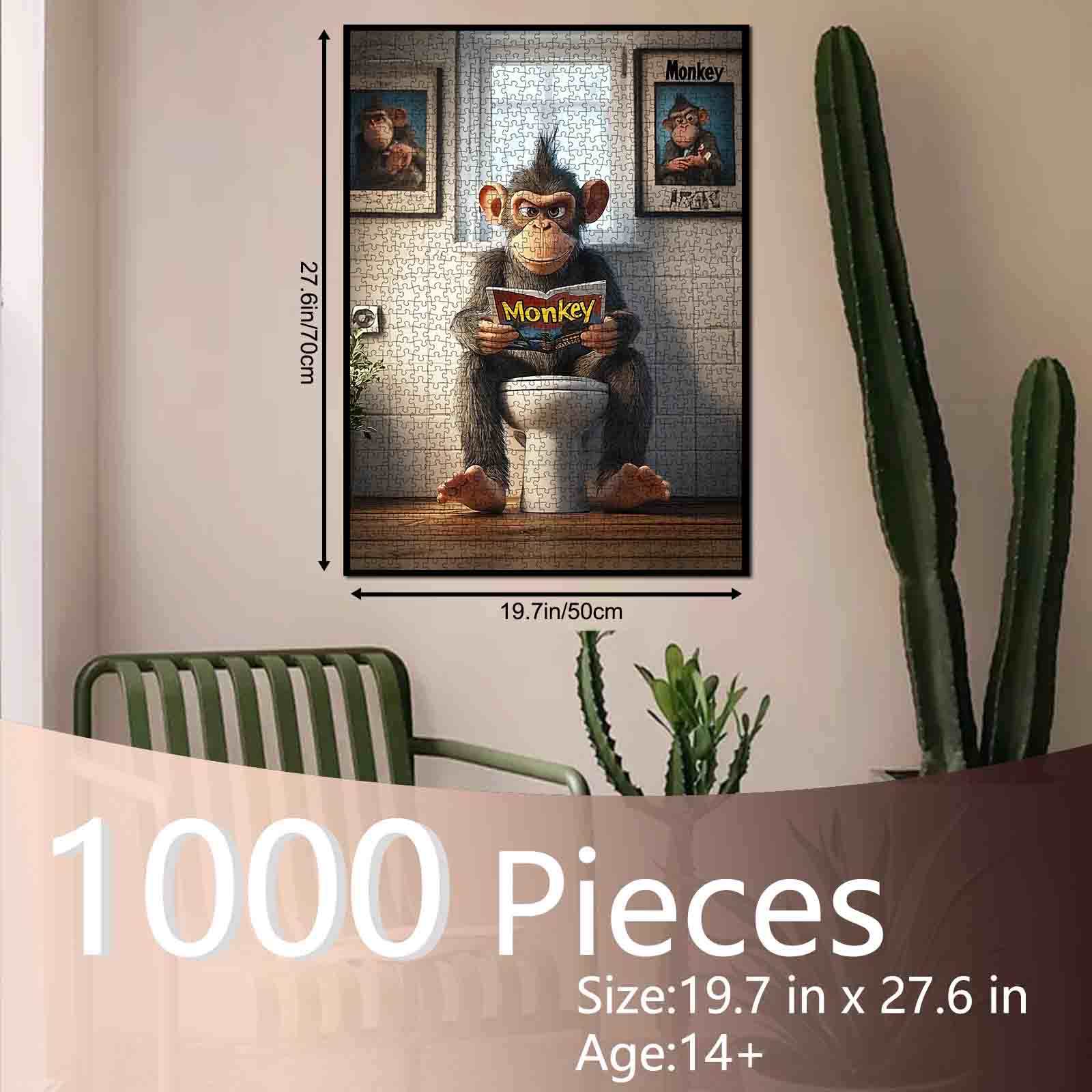 Cool Monkey on Toilet Jigsaw Puzzle