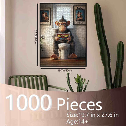 Cool Monkey on Toilet Jigsaw Puzzle