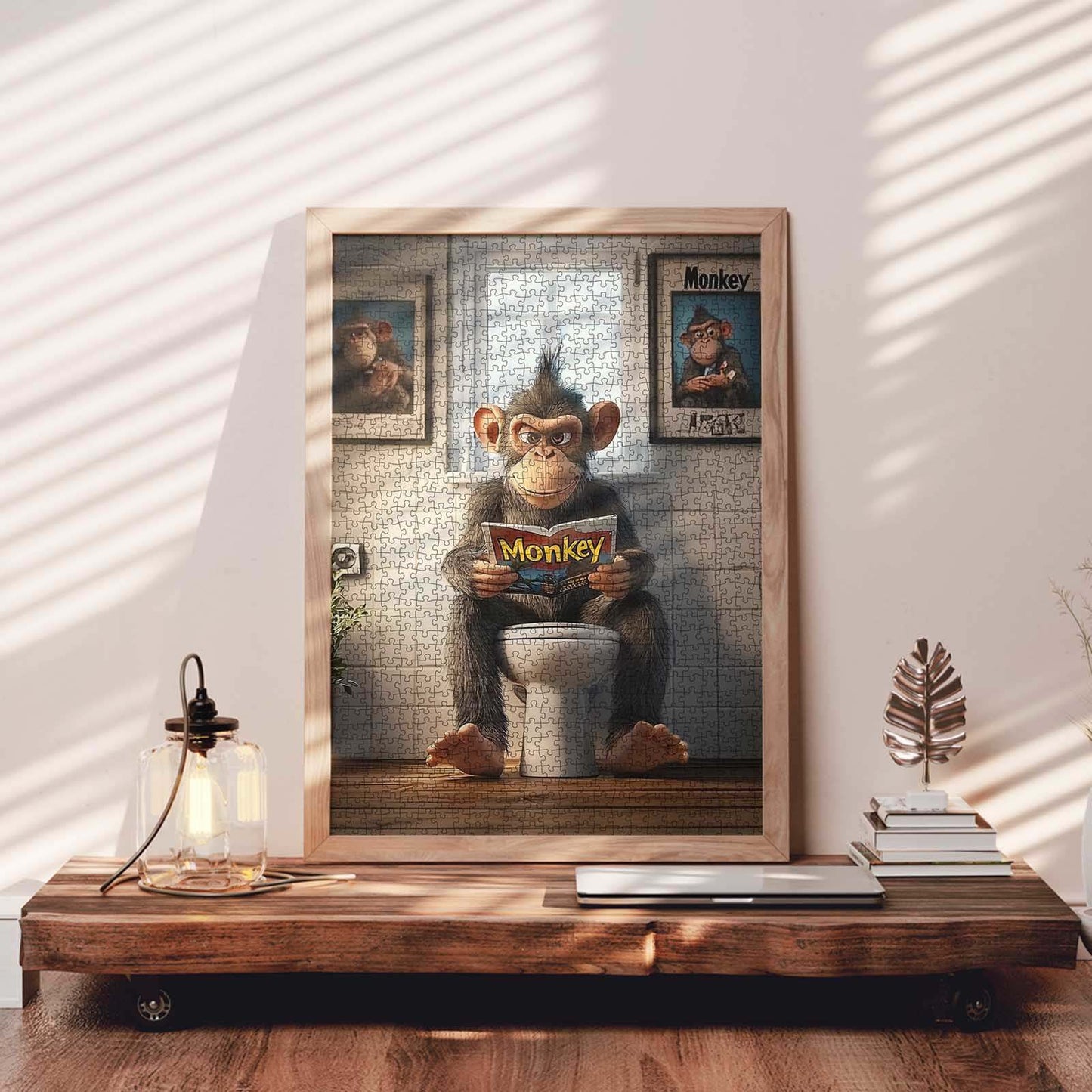 Cool Monkey on Toilet Jigsaw Puzzle
