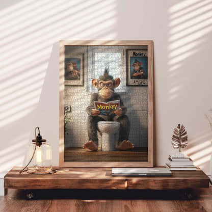 Cool Monkey on Toilet Jigsaw Puzzle