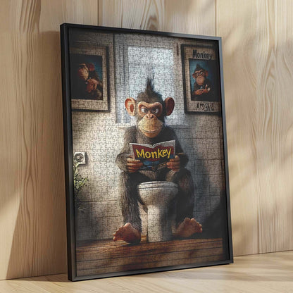 Cool Monkey on Toilet Jigsaw Puzzle