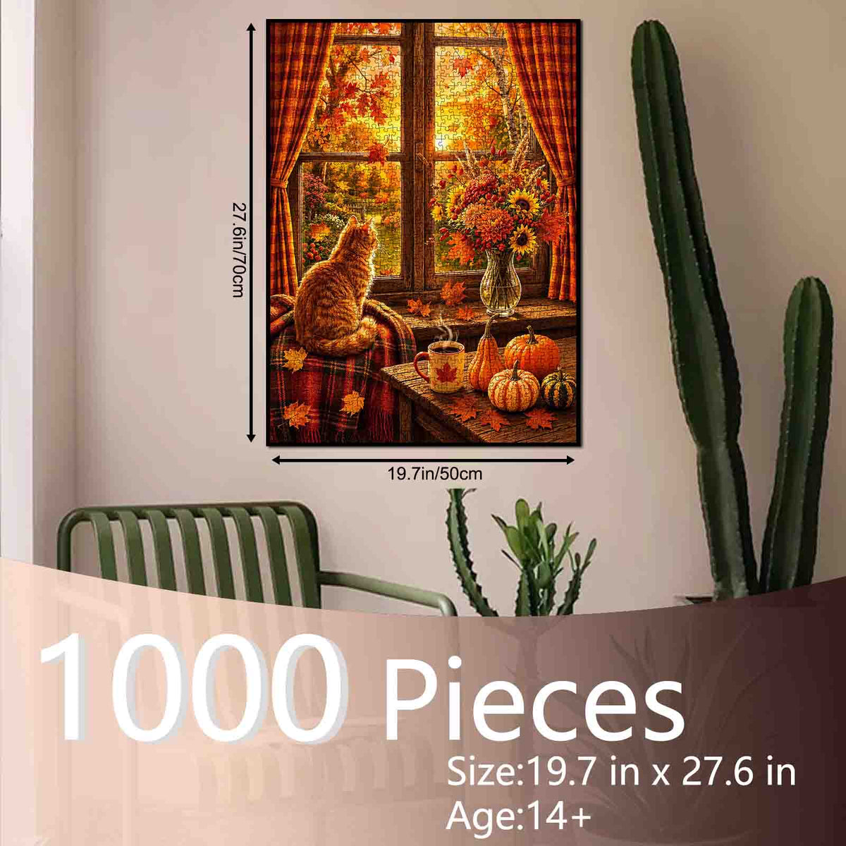Cozy Autumn Cat Window View Jigsaw Puzzle