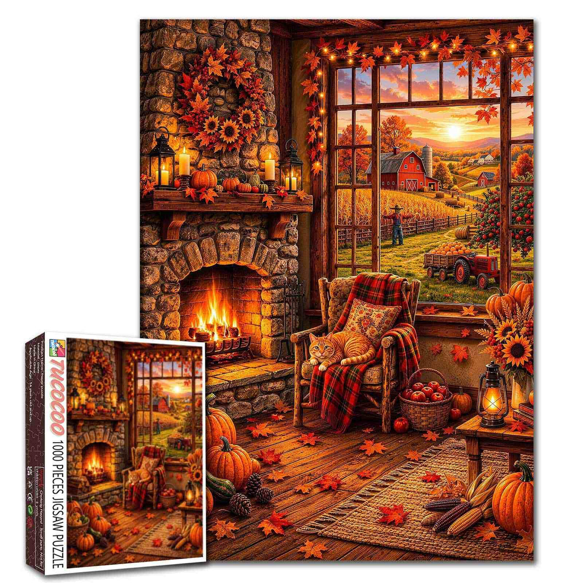 Cozy Autumn Farmhouse Retreat Jigsaw Puzzle