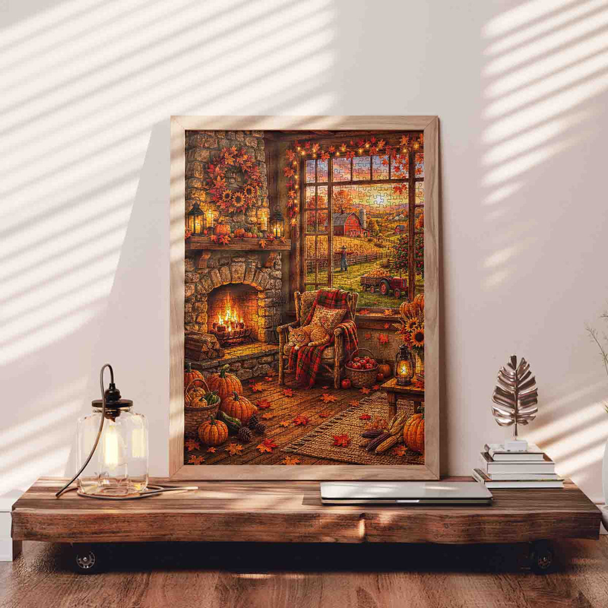 Cozy Autumn Farmhouse Retreat Jigsaw Puzzle