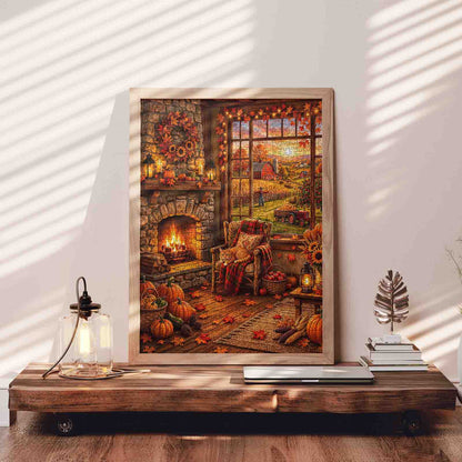Cozy Autumn Farmhouse Retreat Jigsaw Puzzle
