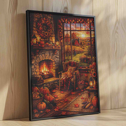 Cozy Autumn Farmhouse Retreat Jigsaw Puzzle