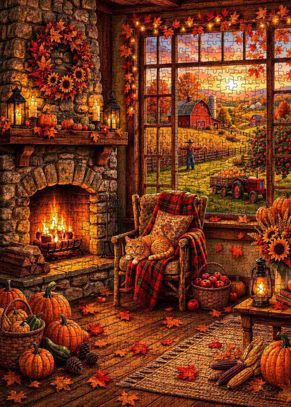 Cozy Autumn Farmhouse Retreat Jigsaw Puzzle