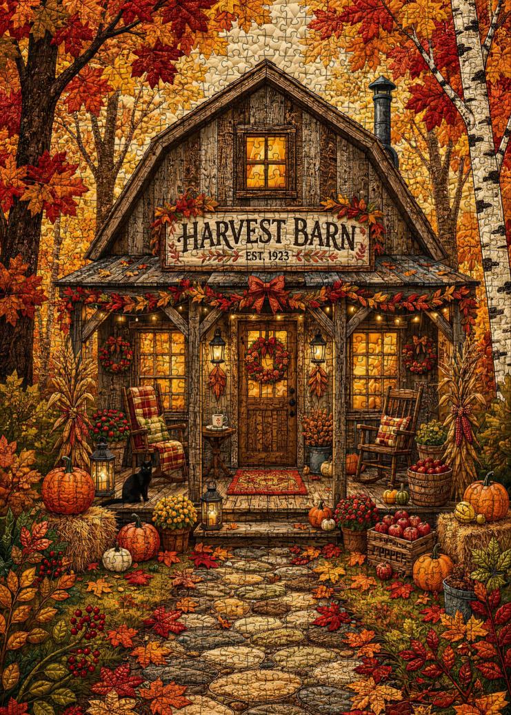 Cozy Autumn Harvest Barn Jigsaw Puzzle