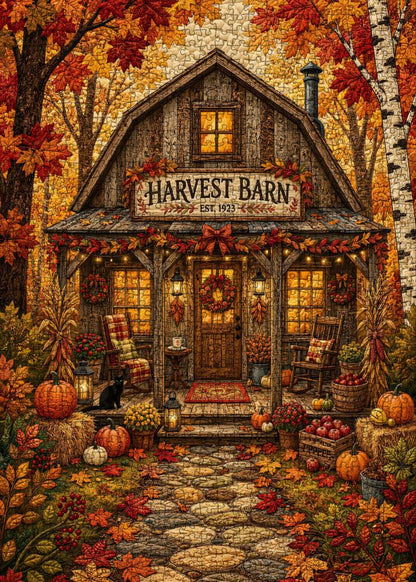 Cozy Autumn Harvest Barn Jigsaw Puzzle