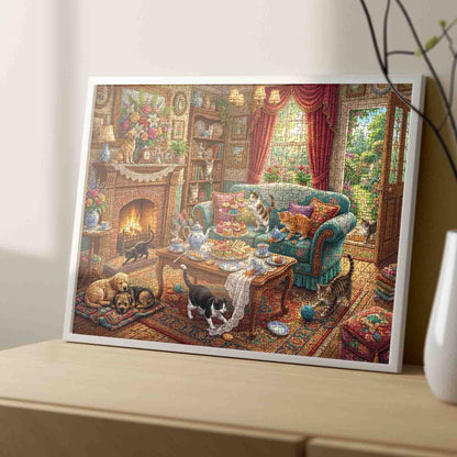 Cozy Cat Tea Party Jigsaw Puzzle