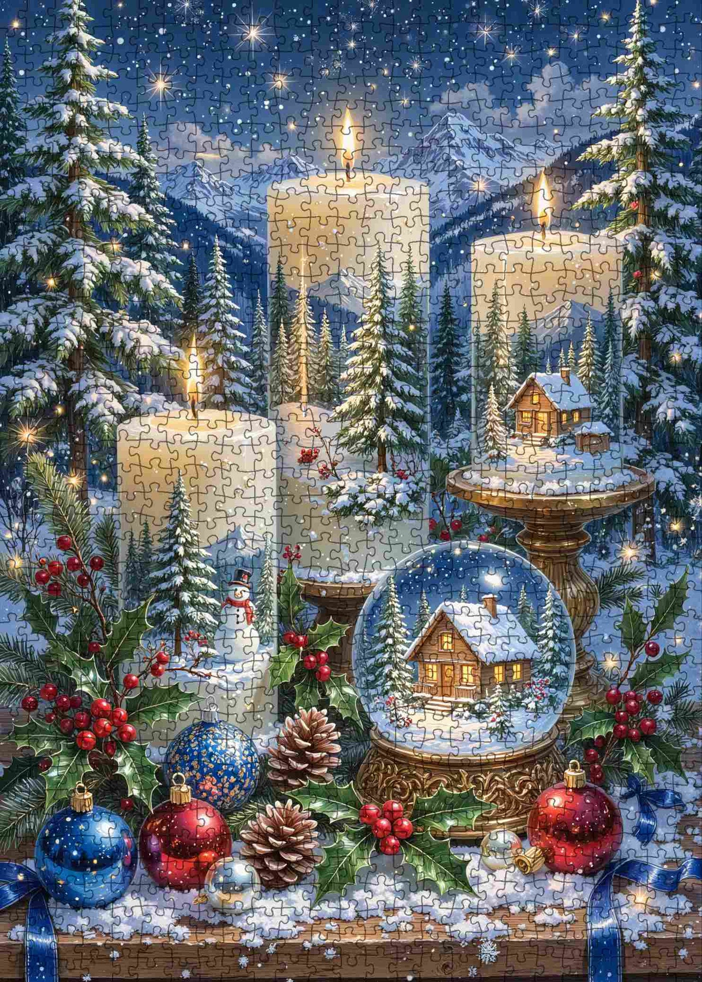 Cozy Christmas Candle Forest Jigsaw Puzzle