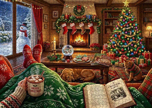 Cozy Christmas Fireplace Retreat Jigsaw Puzzle