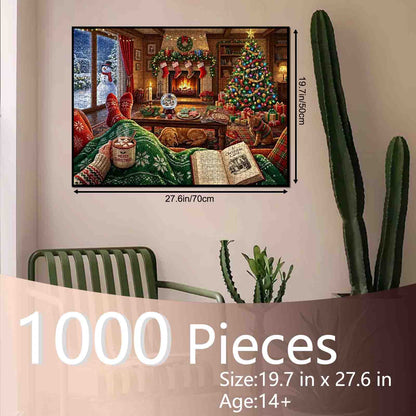 Cozy Christmas Fireplace Retreat Jigsaw Puzzle