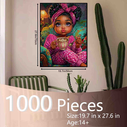 Cozy Coffee Time Girl Jigsaw Puzzle