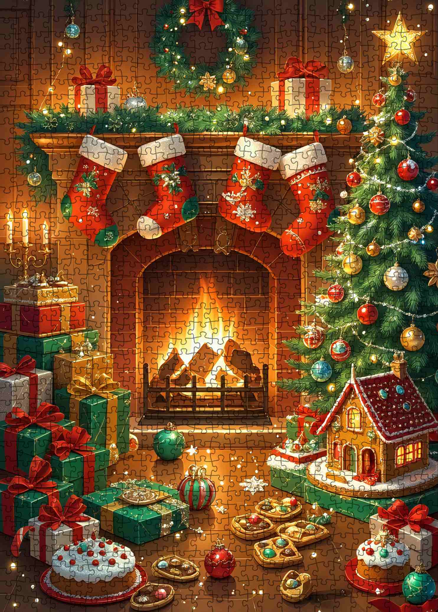 Cozy Fireplace Christmas Eve Jigsaw Puzzle