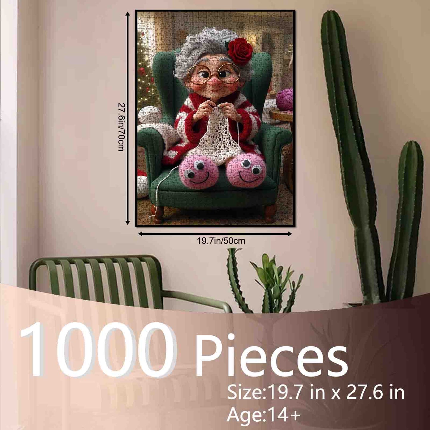 Cozy Grandma Knitting by Warm Hearth Jigsaw Puzzle