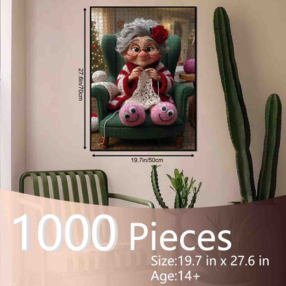 Cozy Grandma Knitting by Warm Hearth Jigsaw Puzzle
