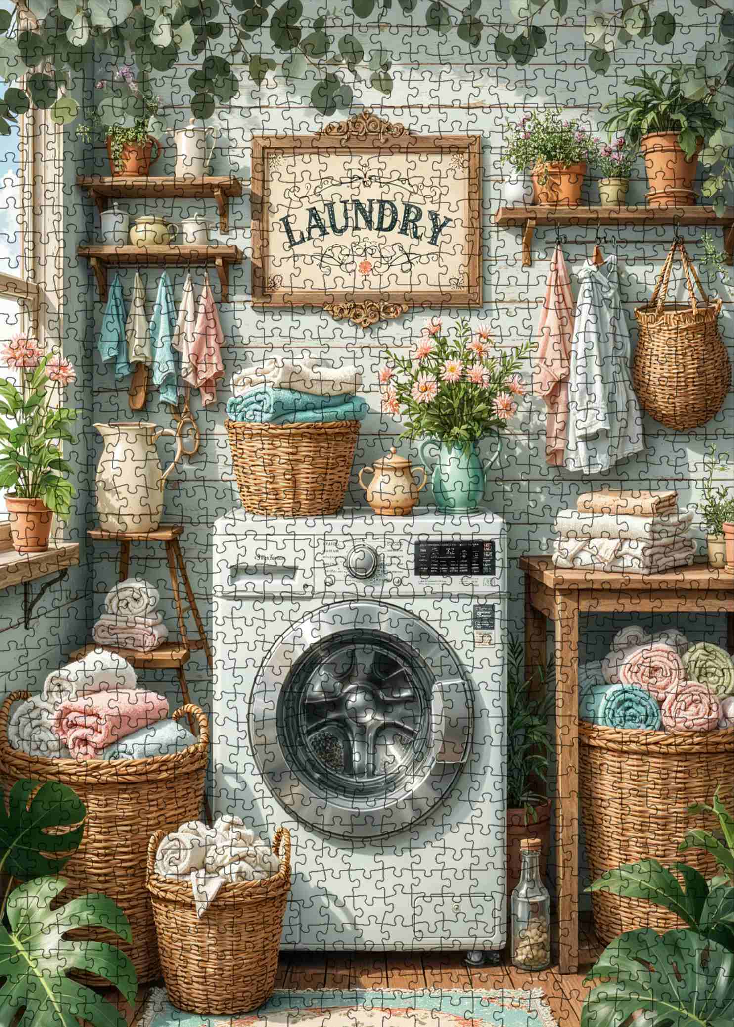 Cozy Green Laundry Room Jigsaw Puzzle – Tucocoo