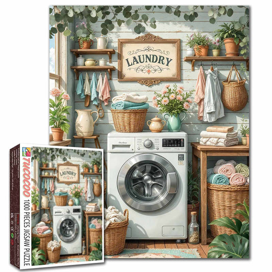 Cozy Green Laundry Room Jigsaw Puzzle