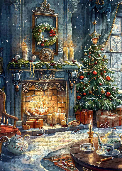 Cozy Holiday Hearth Scene Jigsaw Puzzle