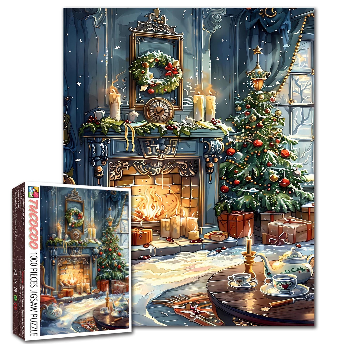 Cozy Holiday Hearth Scene Jigsaw Puzzle
